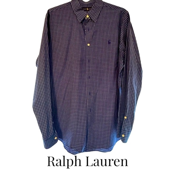 Ⓜ️Men's XL Polo🏇 - Royal Blue check with white buttons - Excellent Condition! - Picture 1 of 3